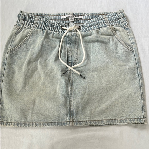 Celebrity Pink Dresses & Skirts - Celebrity Pink Denim Tie Front Ruched Mini Skirt